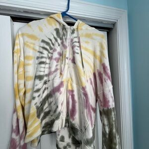 Cropped tie dye zip up hoodie